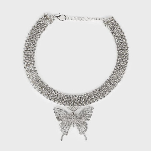 new Rhinestone  fashion butterfly necklace  personality trend fully-jewelled chainecklace