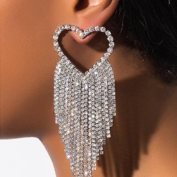  tassel diamond love earrings occidental style fashion all-Purpose hollow ear ..