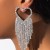  tassel diamond love earrings occidental style fashion all-Purpose hollow ear stud earring