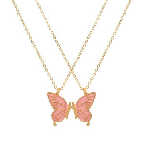occidental style enamel butterfly necklace Double color set clavicle chain