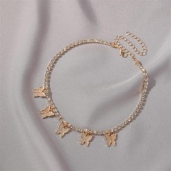  butterfly necklace  Rhinestone butterfly pendant chain tennis