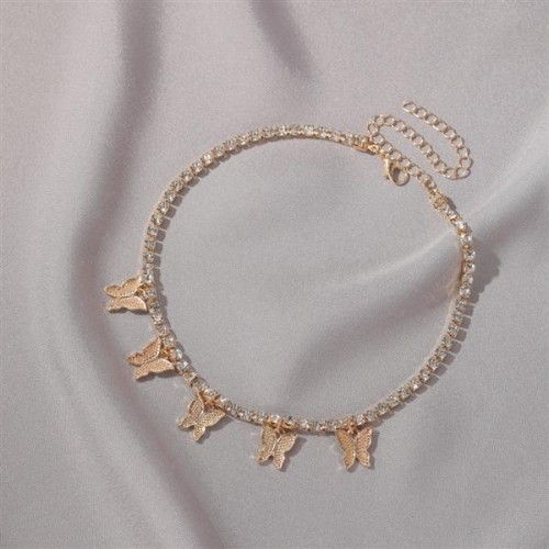  butterfly necklace  Rhinestone butterfly pendant chain tennis