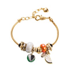  more stainless steel bracelet snake chain woman DIY fruits series Alloy ename..