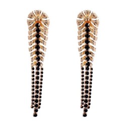 occidental style geometry Leaf diamond tassel ear stud personality elegant tem..