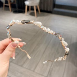 Korea crystal wave style Headband woman fashion temperament wave elegant Pearl..