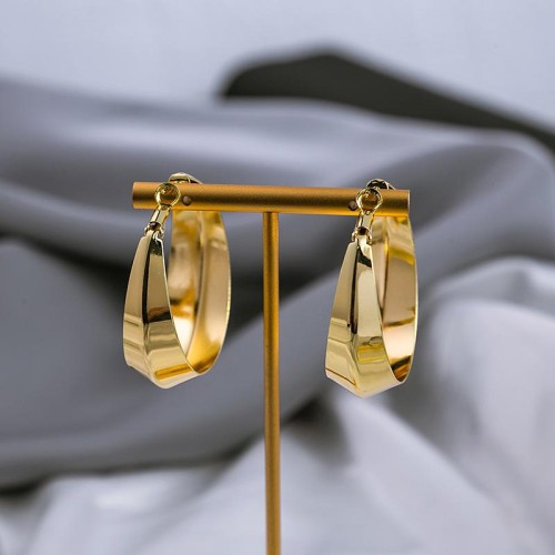 occidental style exaggerating geometry circle earrings  mirror polishing Metal wind ear stud personality