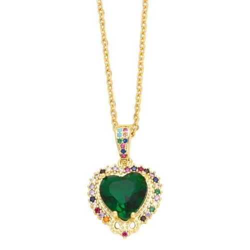 occidental style  personality fashion embed color zircon love necklace woman  heart-shaped clavicle chainnkr