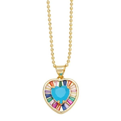occidental style high brief all-Purpose clavicle chain woman ins fashion temperament rainbow love necklacenkr