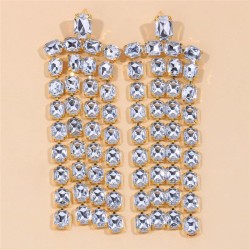I  fully-jewelled square long style earrings  occidental style Rhinestone Earr..