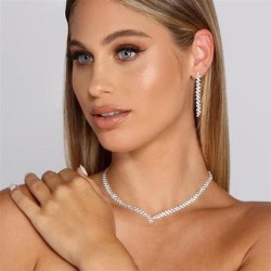  occidental style fully-jewelled necklace set all-Purpose brief bride Rhinesto..