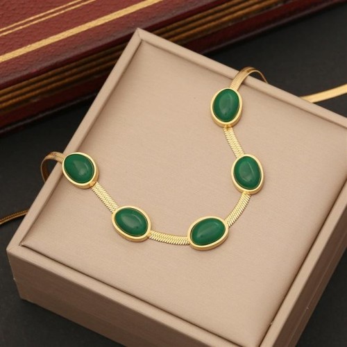   stone necklace  fashion stainless steel clavicle chain  brief snake chain