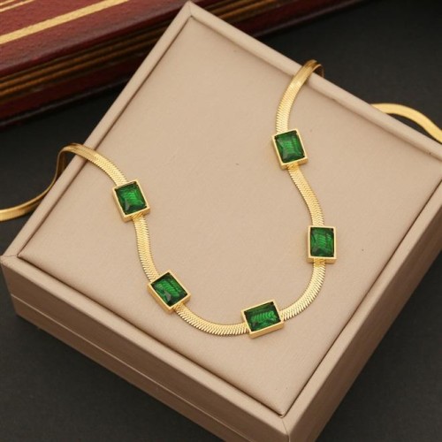   square stainless steel necklace  brief snake chain  temperament clavicle chain