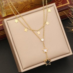   star Moon clavicle chain  temperament multilayer chain  fashion stainless st..