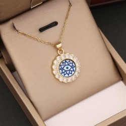   personality eyes pendant  bronze embed zircon necklace  fashion