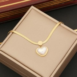   fashion Pearl love necklace  temperament stainless steel clavicle chain I