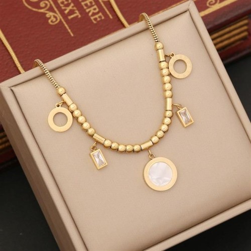 occidental style  fashion square zircon necklace  temperament stainless steel clavicle chain  I