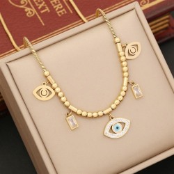   square eyes necklace  fashion turquoise stainless steel clavicle chain  zirc..