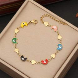   personality enamel eyes bracelet  fashion love  stainless steel