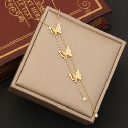 frosting three-dimensional butterfly necklace  fashion tassel  stainless steel..