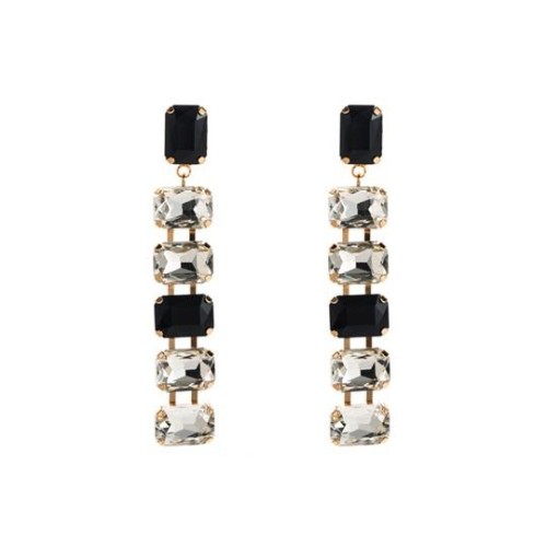 fashion silver earrings embed glass diamond multilayer geometry long style Earring woman banquet earri
