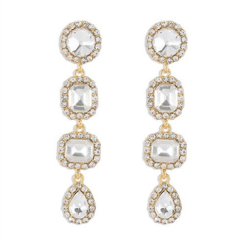  retro earrings woman  geometry Irregular style earring fully-jewelled drop layering Earring