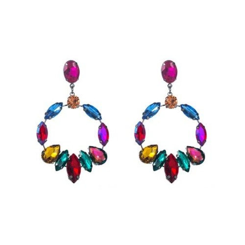 occidental style fashion geometry Round exaggerating Alloy color glass diamond fully-jewelled personality woman