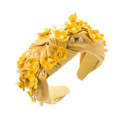  Headband occidental style pure color Clothdiy flowers Pearl Headband creative..