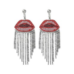 occidental style super creative personality lips Modeling earrings fully-jewel..