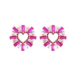 occidental style Alloy diamond Rhinestone Metal sun flower heart-shaped earrin..
