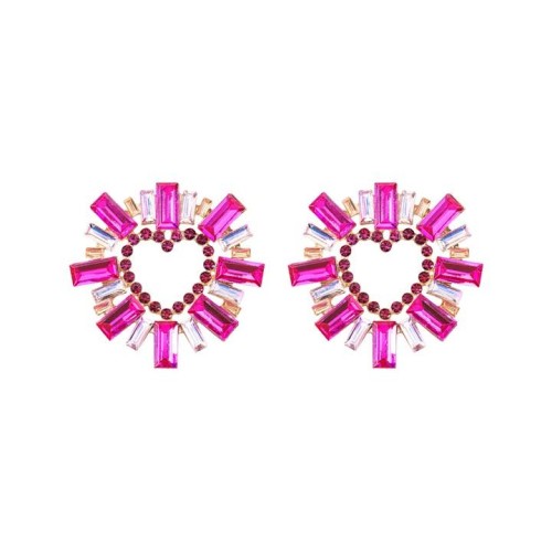 occidental style Alloy diamond Rhinestone Metal sun flower heart-shaped earrings woman love fashion brief Ea