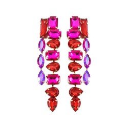 occidental style super fashion Alloy diamond fully-jewelled geometry tassel lu..
