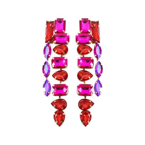 occidental style super fashion Alloy diamond fully-jewelled geometry tassel luxurious high Earring woman