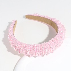  Pearl Headband pure color retro thick Headband high