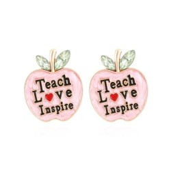 occidental style sweet Alloy enamel Word apple earrings fresh lovely colorful ..