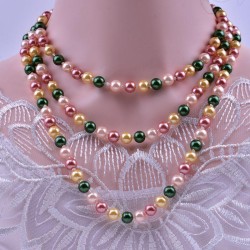 occidental style fashion beads chain mixed color glass imitate Pearl long neck..