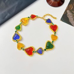 medium diamond color geometry love necklace woman retro clavicle chain high