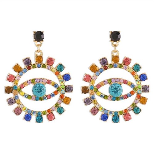 E occidental style wind exaggerating eyes Alloy earrings   fully-jewelled personality trend Street Snap c