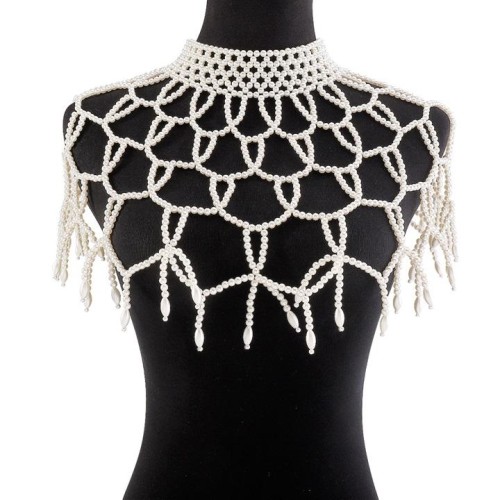 occidental style retro chain  temperament elegant palace wind imitate Pearl hollow tassel shawl