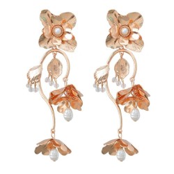 spring flowers earrings Alloy embed Pearl Earring woman occidental style exagg..