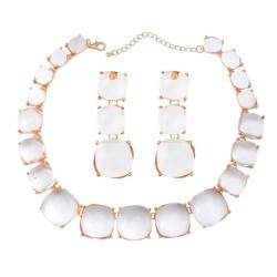 occidental style earrings necklace set woman square Alloy resin Bohemia ethnic..