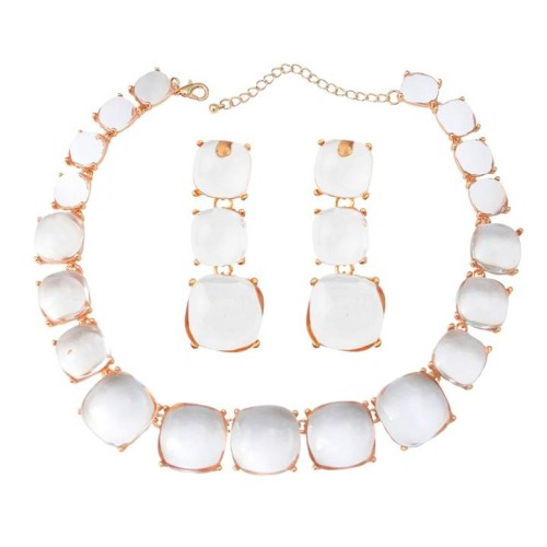 occidental style earrings necklace set woman square Alloy resin Bohemia ethnic style