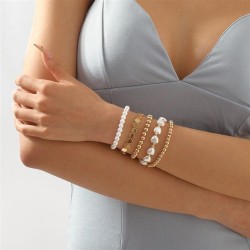 occidental style brief samll Pearl bracelet set personality trend beads multil..