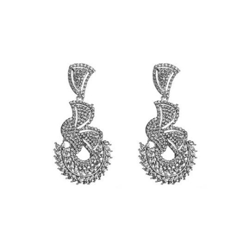 occidental style zircon personality temperament hollow watch-face geometry leaves woman earring