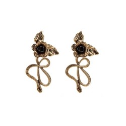 occidental style flowers Leaf snake exaggerating samll personality Alloy earri..
