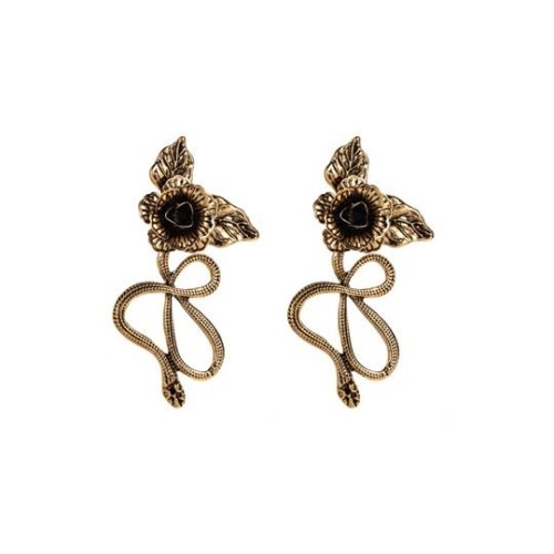 occidental style flowers Leaf snake exaggerating samll personality Alloy earring wind retro woman earrings Earring