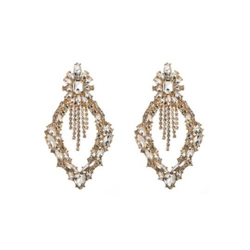 occidental style fully-jewelled earrings woman Alloy diamond Earring rhombus geometry exaggerating earrings