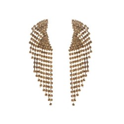occidental style lady super Rhinestone earrings long style claw chain tassel e..