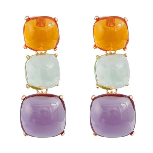 exaggerating occidental style earrings geometry earring woman multilayer square Alloy resin