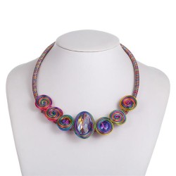  fashion clavicle chain drop glass Round Collar exaggerating necklacenecklace