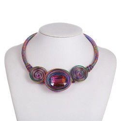 occidental style wind medium handmade necklace clavicle chain aluminum glass r..